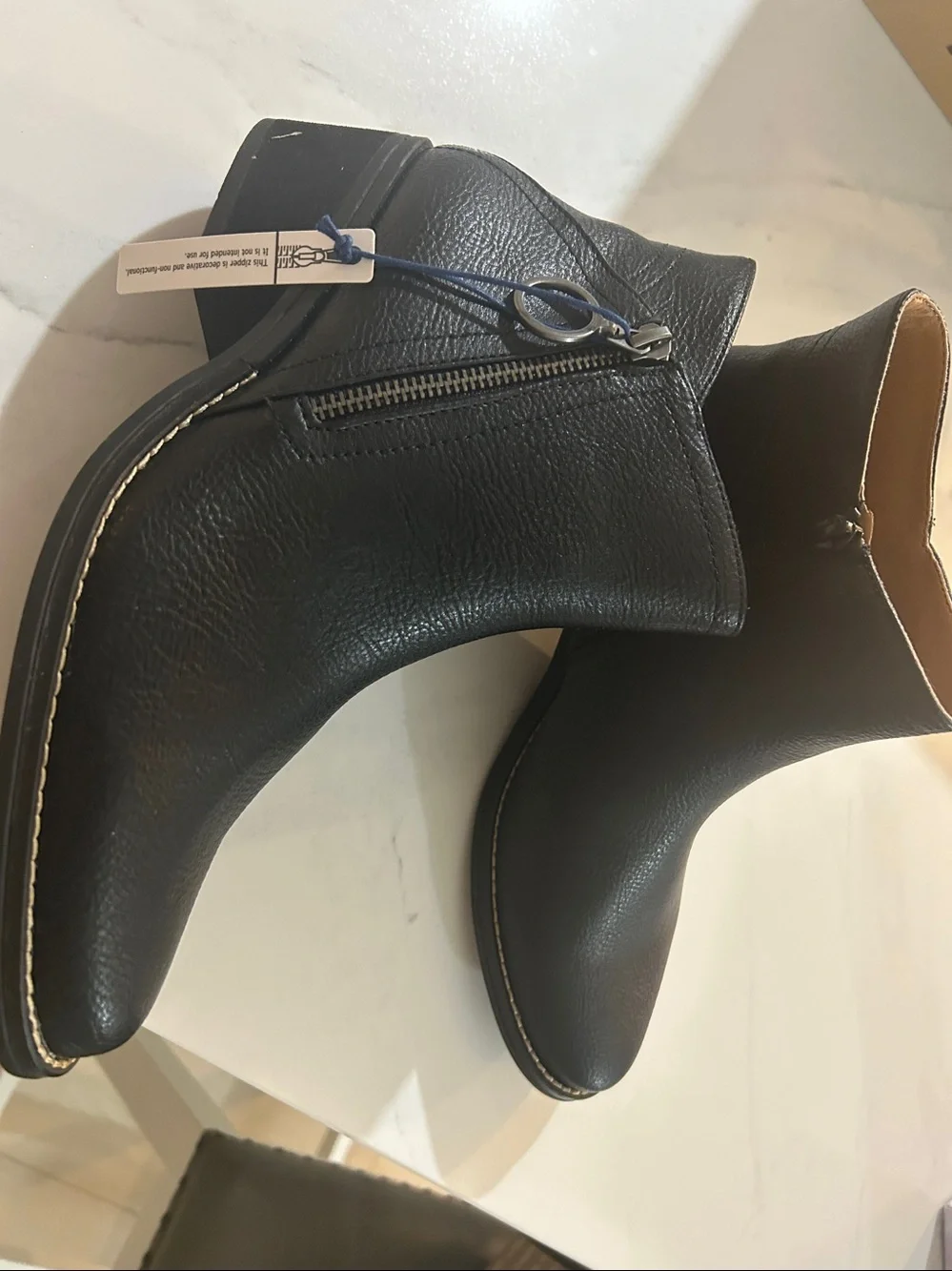 White Mountain Black Leather Ankle Booties